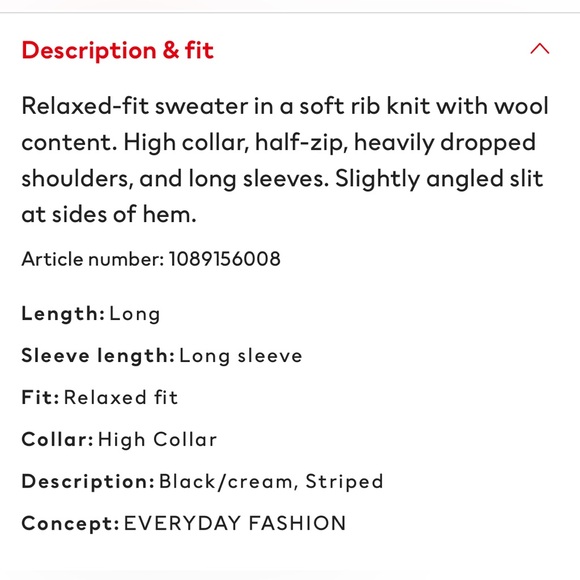 H&M Rib Knit Half-Zip Oversized Sweater - Picture 4 of 4